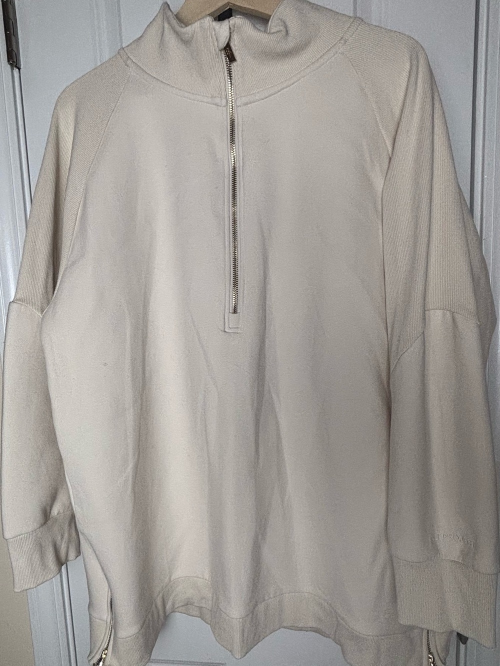 SALT Project Men’s XXL Cream Quarter Zip Oversized Pullover Sweatshirt